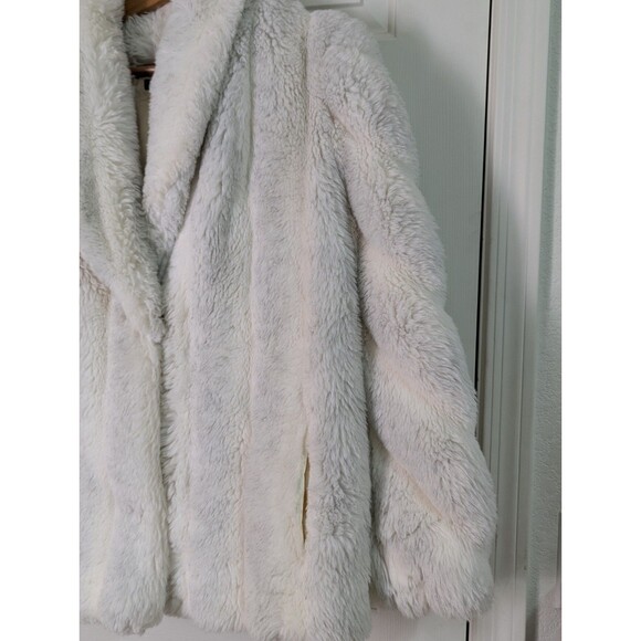 VTG Jordache Faux Fur Jacket Womens Large Cream Gray Pockets Lined Made in USA - Picture 4 of 13